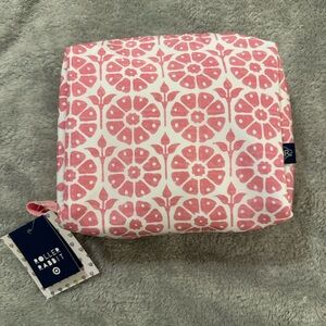 Roller Rabbit Pink and White Floral Cosmetic Bag